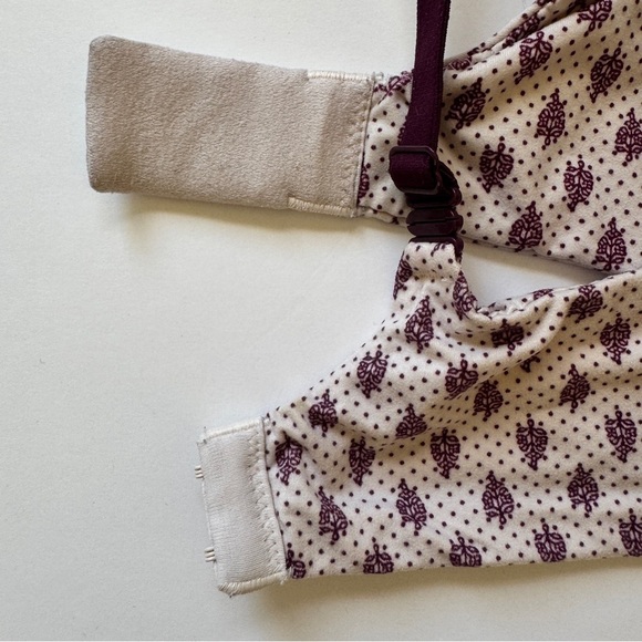 Victoria's Secret Bra Body By Victoria Lined Demi Cream Purple Paisley Sz 36D - Picture 7 of 10